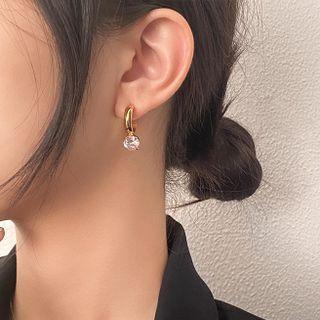 Faux Pearl Rhinestone Asymmetrical Hook Earring 1 Pair - Gold - One Size