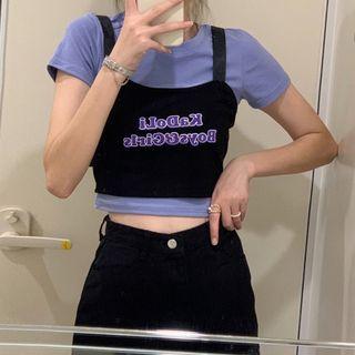 Short-sleeve T-shirt / Sleeveless Lettering Top