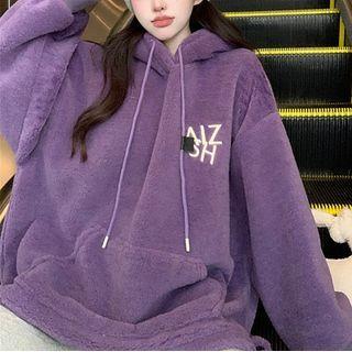 Oversized Fleece Hoodie Purple - One Size