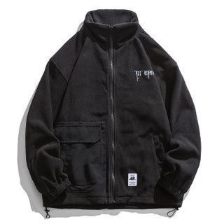Long-sleeve Embroidered High-neck Fleece Jacket