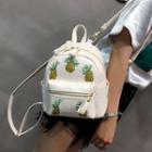 Pineapple Embroidered Faux Leather Backpack