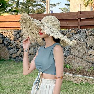 Fringe-edge Woven Sun Hat