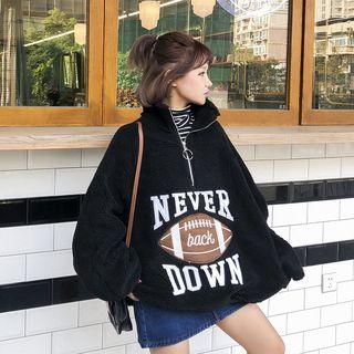 Long-sleeve Furry Lettering Top