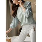 Pleated-panel 3/4-sleeve Top