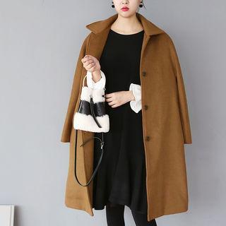 Pocket-side Wool Blend Mac Coat