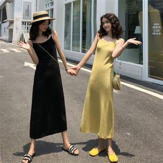 Spaghetti Strap Midi Knit A-line Dress