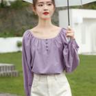 Puff Long-sleeve Top Purple - One Size