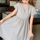 Plaid Short-sleeve A-line Dress / Short-sleeve Top / A-line Skirt