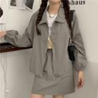 Zip Jacket / Mini A-line Cargo Skirt