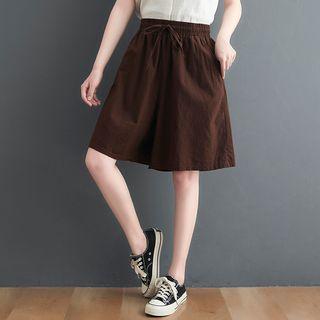 High Waist Linen Wide Leg Shorts