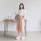 Buttoned A-line Midi Skirt (l~xxl)