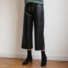 Cropped Wide-leg Pleather Pants