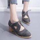 Brogue Cut-out Chunky-heel Lace-up Shoes