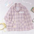 Plaid Button Jacket Pink - One Size