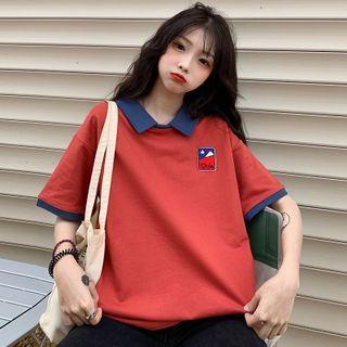 Mock Two-piece Short-sleeve Logo Polo Shirt