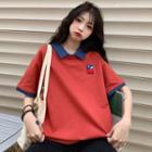 Mock Two-piece Short-sleeve Logo Polo Shirt