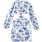 Long-sleeve Floral Cut Out Sheath Dress