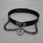 Chained Heart Lock Choker Black - One Size