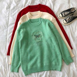 Long-sleeve Round-neck Embroidered Sweater