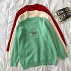 Long-sleeve Round-neck Embroidered Sweater