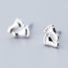 925 Sterling Silver Foot Earring S925 Silver Stud - 1 Pair - Silver - One Size