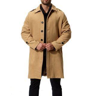 Plain Lapel Woolen Trench Coat