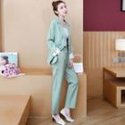 Set: Drawcord One-button Blazer + Straight-cut Pants
