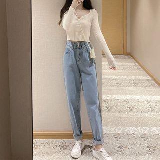 Set: Long-sleeve Top + High-waist Pants