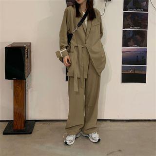 Tie-strap Blazer / Straight-cut Dress Pants