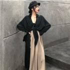 Loose-fit Shirt / Sleeveless Colorblock Dress