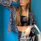 Bell-sleeve Zebra Print Shirt