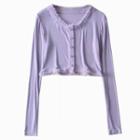 Fray Hem Long-sleeve Cropped Top