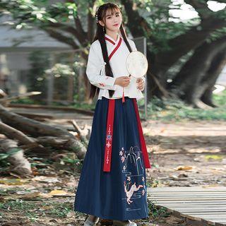 Floral Hanfu Top / Vest / Maxi Skirt / Set