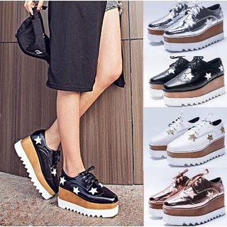 Star Pattern Platform Derby Shoes