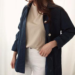 Pocket-detail Single-breasted Cotton Jacket