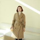 Double-breasted Quilted Coat With Belt