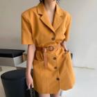 Short-sleeve Single Breasted Coat Dress