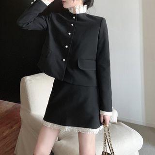 Button Jacket / Mini Fitted Skirt