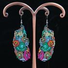 Printed Alloy Leaf Dangle Earring