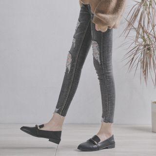 Knotted Faux Leather Loafers