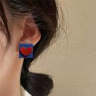 Heart Acrylic Earring 1 Pair - Red & Blue - One Size