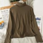 Brushed Fleece-lined High-neck Top In 7 Colors