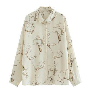 Long-sleeve Print Shirt / Camisole Top