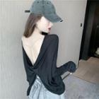 Long-sleeve Faux Pearl Chain T-shirt