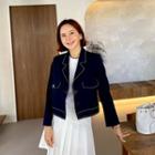 Contrast-stitch Crop Jacket