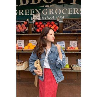 Basic Denim Trucker Jacket Blue - One Size