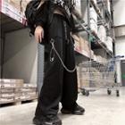 Plain Wide-leg Pants / Chain Strap