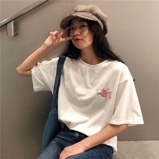 Short Sleeve Planet Embroidered T-shirt
