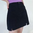 Plain Slit A-line Mini Skirt