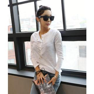 Long-sleeve Snap-button Henley